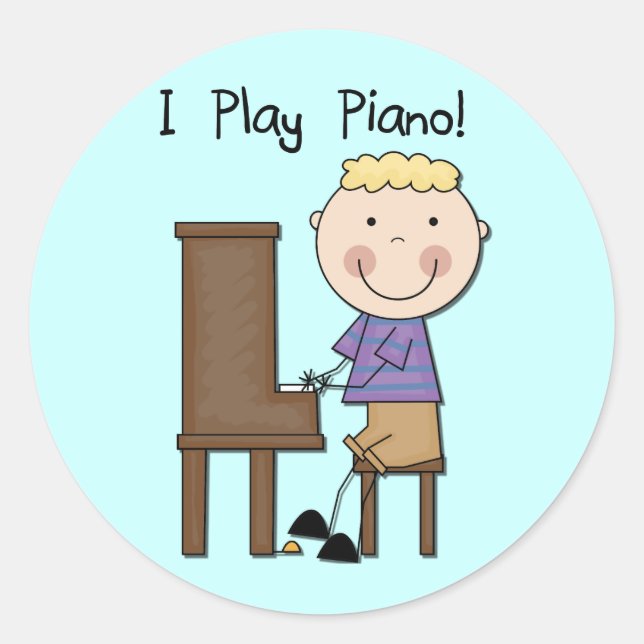 Sticker Rond Chemises et cadeaux de Piano Player (Devant)