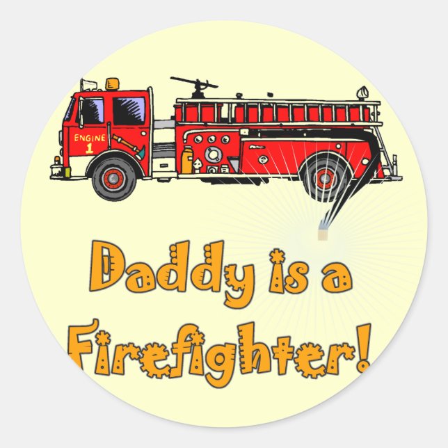 Sticker Rond Chemises et cadeaux de pompier Daddy Firefighter (Devant)