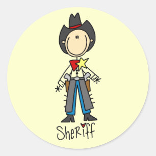 Sticker Rond Chemises et Cadeaux de Shérif Cowboy