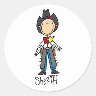 Sticker Rond Chemises et Cadeaux de Shérif Cowboy