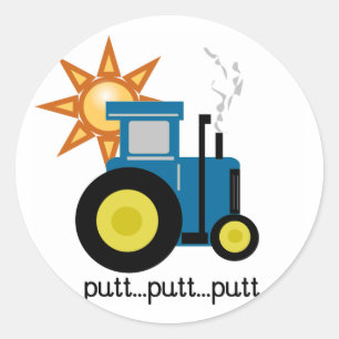 Sticker Rond Chemises et cadeaux de Tracteur Blue Putt