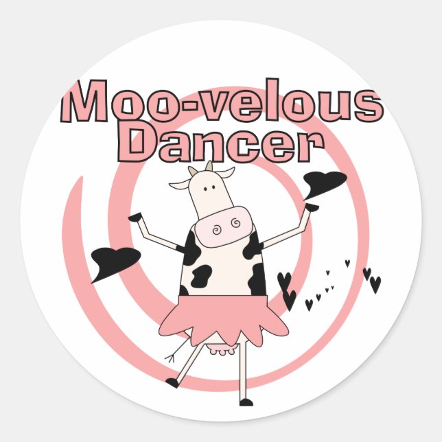 Sticker Rond Chemises et cadeaux de Vache Ballerina (Devant)