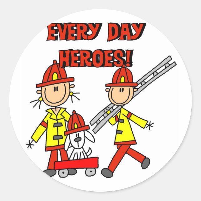 Sticker Rond Chemises et cadeaux des pompiers (Devant)