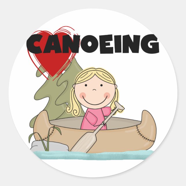 Sticker Rond Chemises et cadeaux Heart Canoeing (Devant)