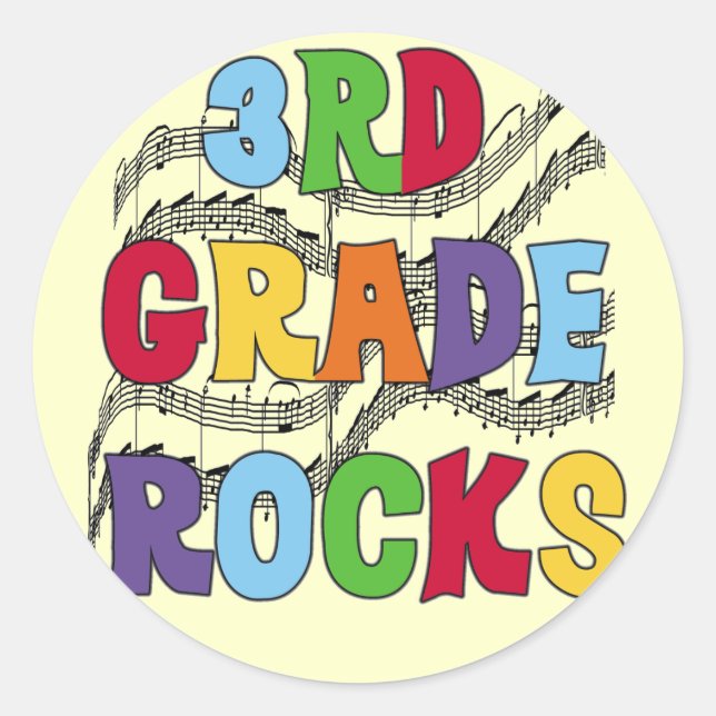 Sticker Rond Chemises et cadeaux Multicolor 3e grade Rocks (Devant)