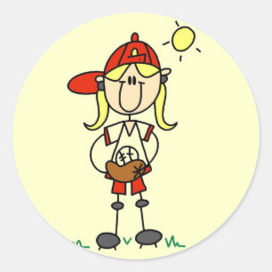 Sticker Rond Chemises et Cadeaux pour Fille Joueuse de Baseball