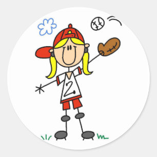 Sticker Rond Chemises et Cadeaux pour Fille Joueuse de Baseball