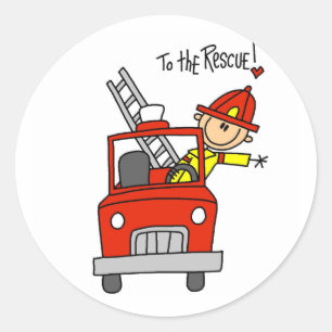 Sticker Rond Chemises et cadeaux pour pompiers à la rescousse