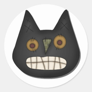 Sticker Rond Chemises et cadeaux Prim Black Cat