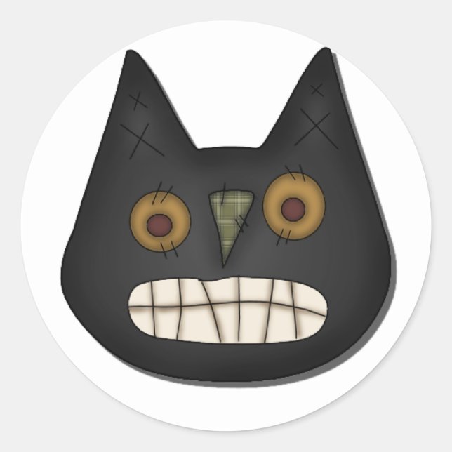 Sticker Rond Chemises et cadeaux Prim Black Cat (Devant)