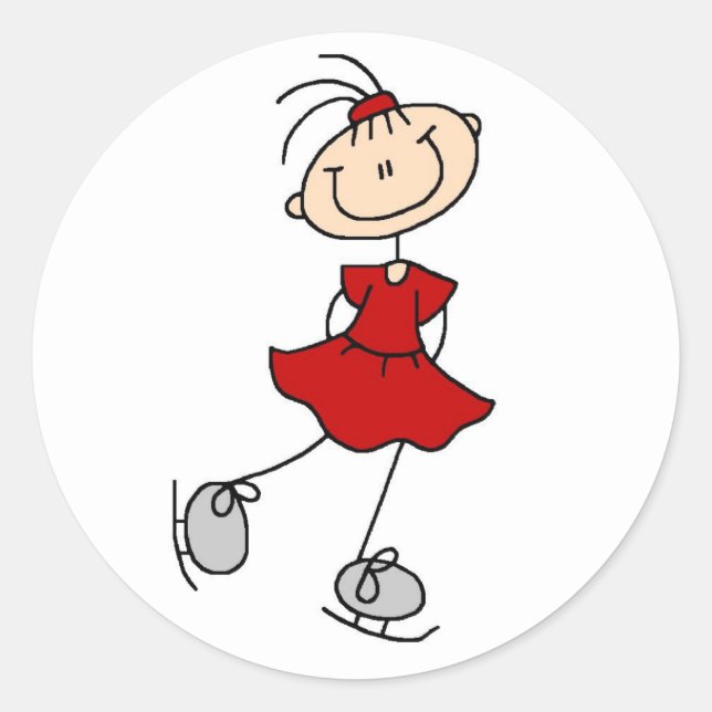 Sticker Rond Chemises et cadeaux Red Dress Figure Skater (Devant)