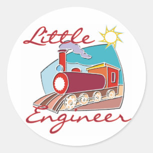 Sticker Rond Chemises et cadeaux Red Train Little Engineer