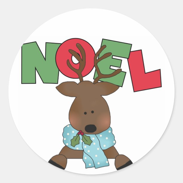 Sticker Rond Chemises et cadeaux Reindeer Noel (Devant)