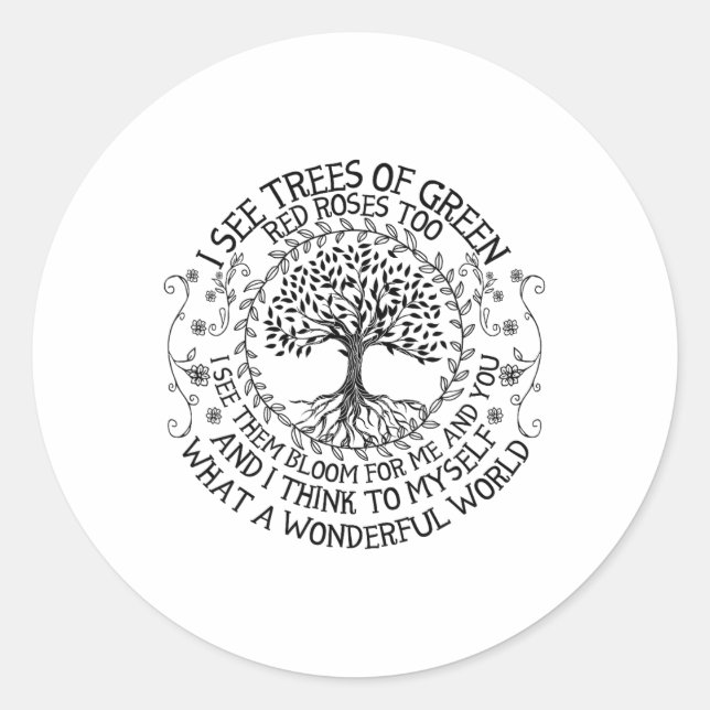 Sticker Rond Chemises Jours des terres Éco Je Vois Des Arbres D (Devant)