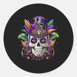 Sticker Rond Chemises Mardi Gras 2025 Hommes Femmes Crâne de Su
