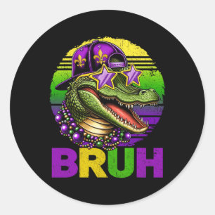 Sticker Rond Chemises Mardi Gras Bruh Alligator Vintage Hommes
