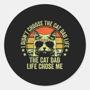 Sticker Rond Chemises Papa Chat Pour Hommes Drôle Chat Papa Fêt