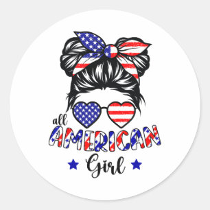 Sticker Rond Chemises patriotiques pour filles pour le 4 juille