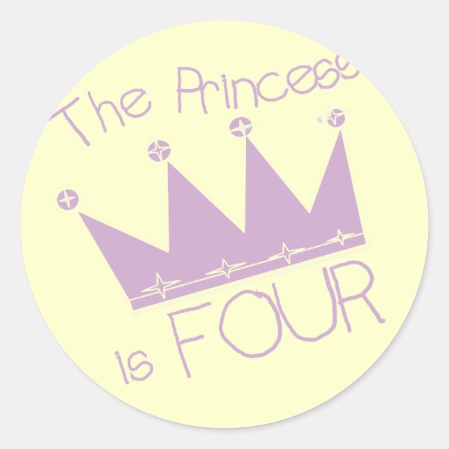 Sticker Rond Chemises Princess Crown 4th Birthday (Devant)
