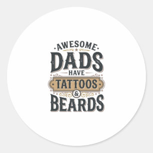 Sticker Rond Chemises Vintage pour Papas Géniaux avec Tatouages