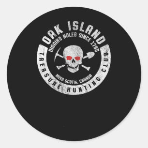 Sticker Rond Chêne Island Treasure Hunter Club Crâne Vintage Et