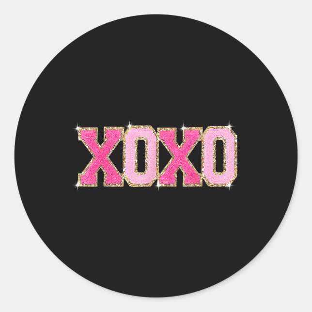 Sticker Rond Chenille Patch Sparkling Xoxo Valentines Day (Devant)