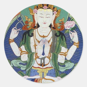 Sticker Rond Chenrezig Dieu de la compassion