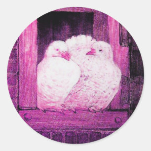 Sticker Rond CHÈQUES BLANCHES À LA FENÊTRE violet rose violet v