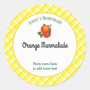 Sticker Rond Chèques Plaid Jaunes Modifiables Orange Recette
