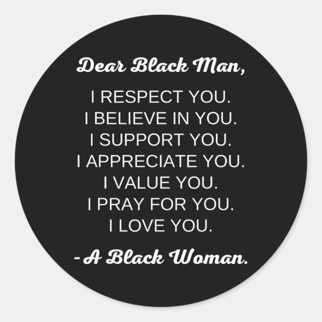 Sticker Rond Cher Black Man Black Love Black Relations (Devant)