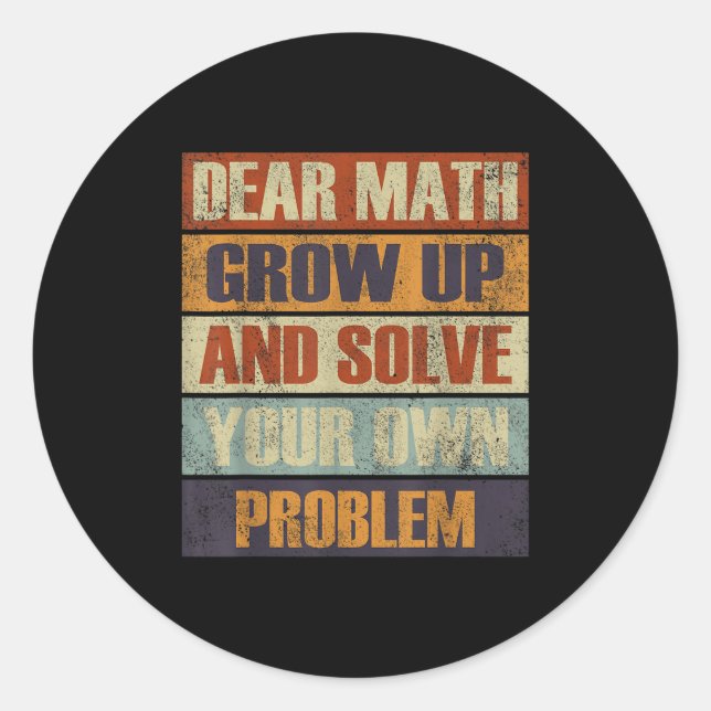 Sticker Rond Cher Math Augmente Et Résoudre Votre Propre Problè (Devant)