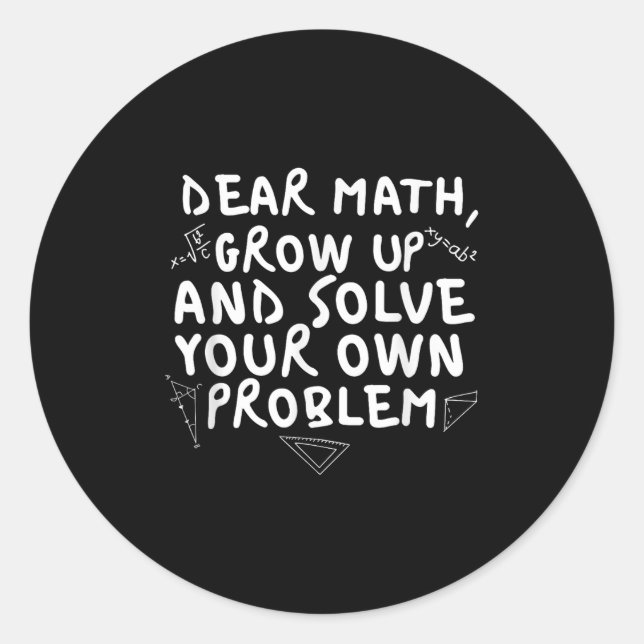 Sticker Rond Cher Math Augmenter Funny Math Problème Citer Garç (Devant)