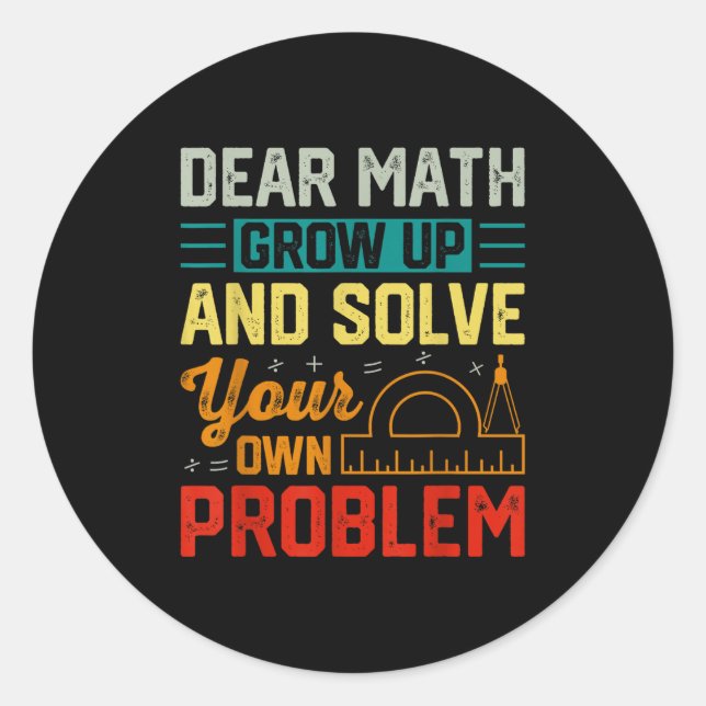 Sticker Rond Cher Math Augmenter Funny Problème Résoudre Nerdy  (Devant)