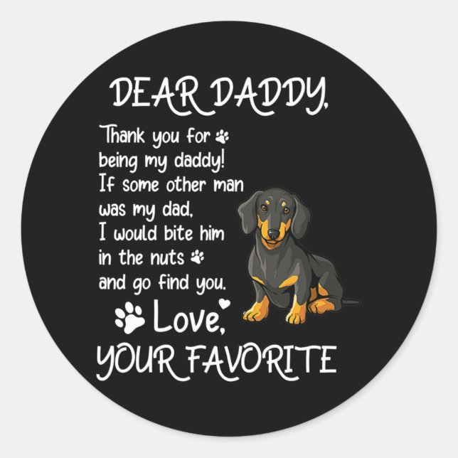 Sticker Rond Cher papa Dachshund Chien Papa Fête des pères (Devant)