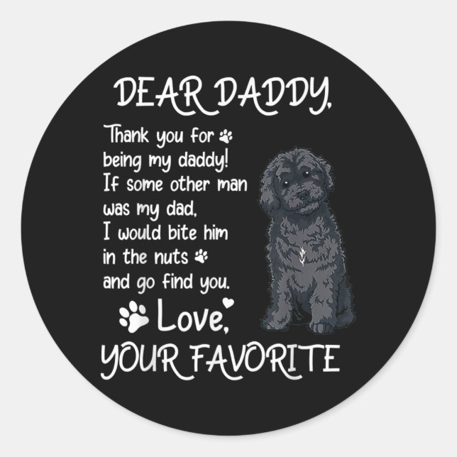 Sticker Rond Cher papa Schnoodle Chien Papa Fête des pères (Devant)