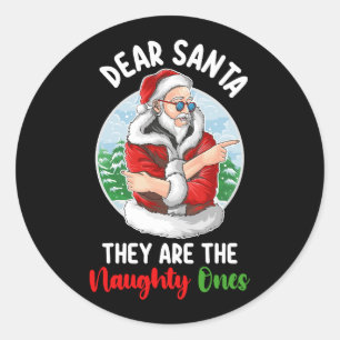 Sticker Rond Cher Père Noël, ce sont les méchants Noël