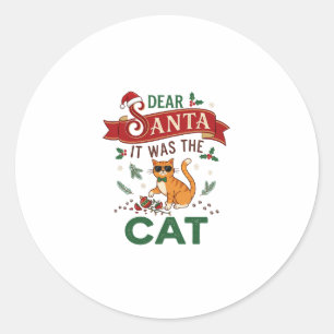 Sticker Rond Cher Père Noël C'était Un Ornement De Noël Orange