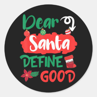 Sticker Rond Cher Père Noël Définir Bonne Joyeuse Noël Noël Noë