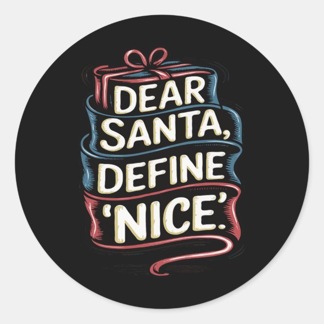Sticker Rond Cher Père Noël Définir Nice Noël (Devant)
