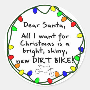 Sticker Rond Cher Père Noël Dirt Bike