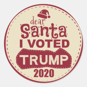 Sticker Rond Cher Père Noël, j'ai voté Trump 2020