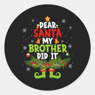 Sticker Rond Cher Père Noël, Mon Frère L'A Fait, ELF Correspond