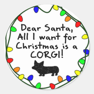 Sticker Rond Cher Père Noël Pembroke Welsh Corgi