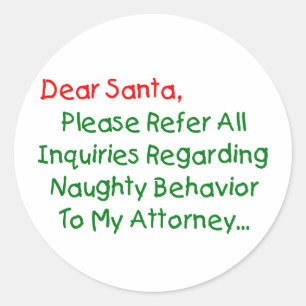 Sticker Rond Cher Procureur Père Noël - Lettre de Noël drôle