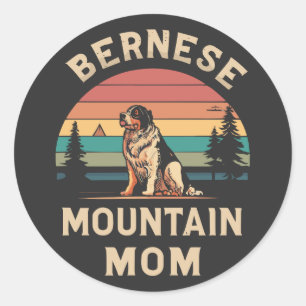 Sticker Rond Chercher ton amour : Bernese Mountain Dog Maman