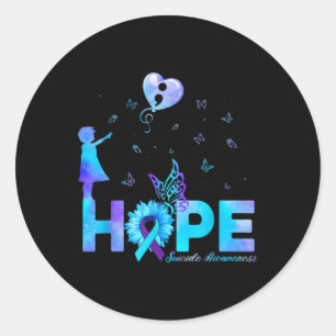 Sticker Rond Chercheur en prévention du suicide chez le papillo