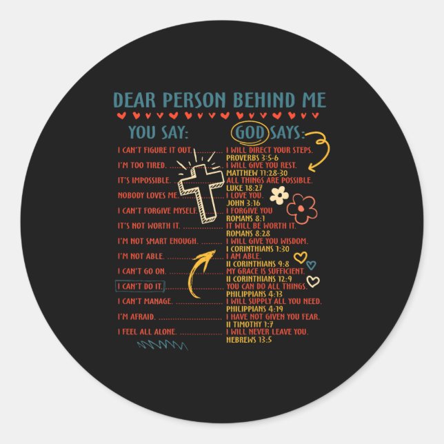 Sticker Rond Chère Personne Derrière Moi, Vous Dites Que Dieu D (Devant)