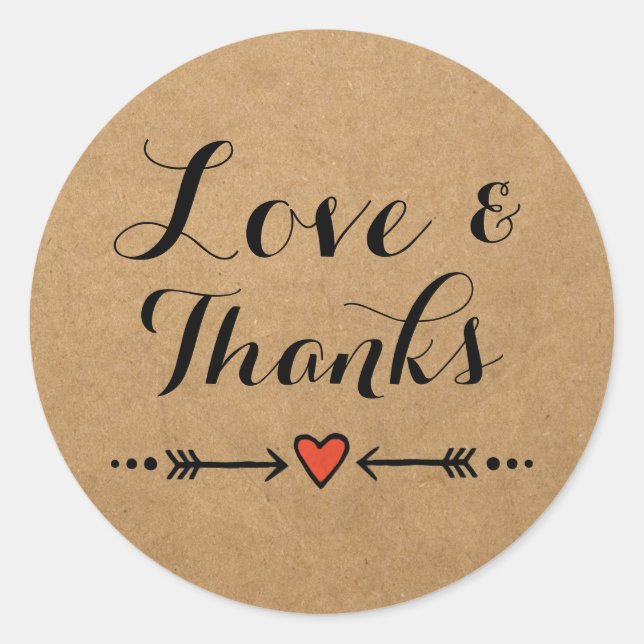 Sticker Rond Chérie rose & Flèches Mariage Amour & Merci (Devant)