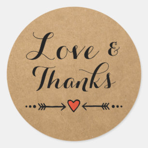 Sticker Rond Chérie rose & Flèches Mariage Amour & Merci