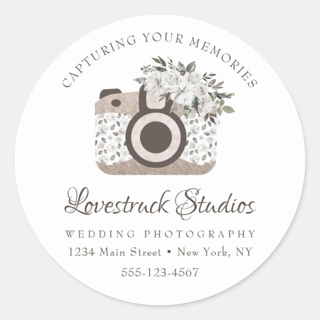 Sticker Rond Cherish Vintage Custom Logo Photography Business (Devant)